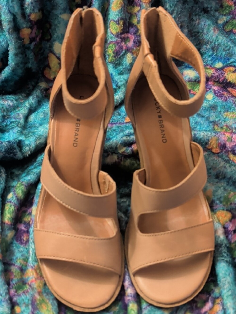 Lucky Brand Tan Leather Strappy Block Heel Sandals, Size 8 - Picture 6 of 8
